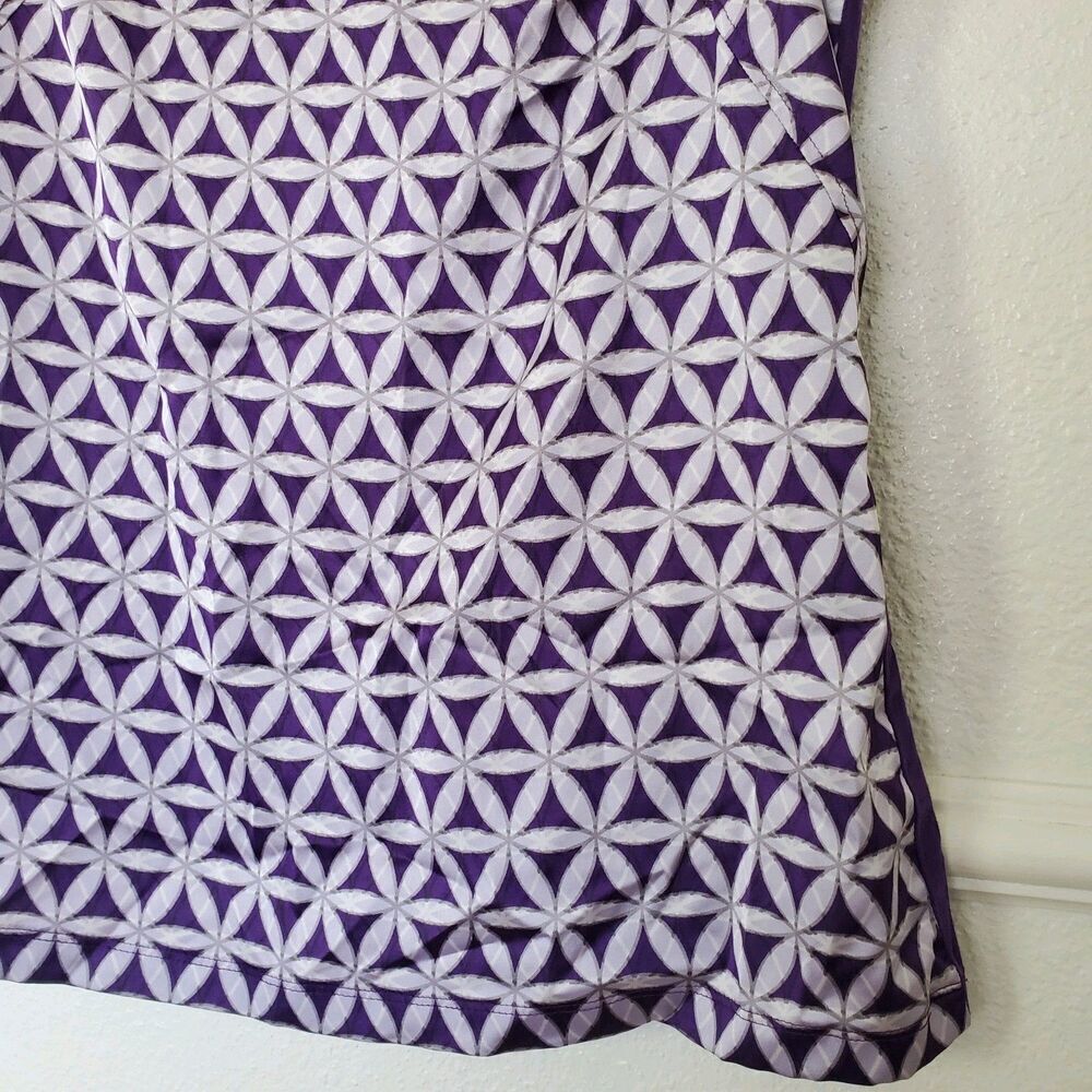 Ann Taylor Sleeveless Top Geometric Design, Purple Satin Womens Size XS - Picture 5 of 13